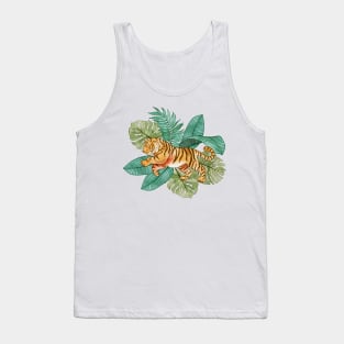 Tiger and Leaves-1 Tank Top